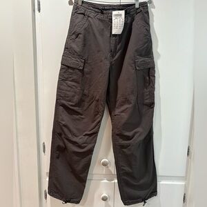 Brandy Melville Charcoal Cargo Pants One Size Cotton